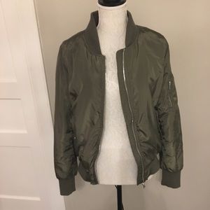 JOUJOU Army Green Lined Bomber Jacket
